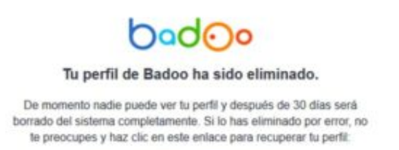 Recuperar cuenta eliminada de Badoo